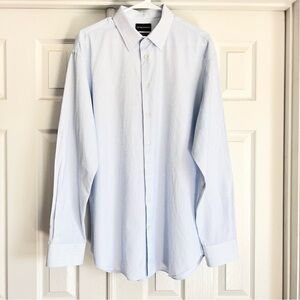 Emporio Armani texture plaid Cotton Dress Shirt, light blue, Size 42/16.5
